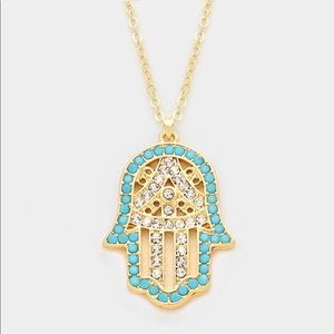 Rose gold vermeil Crystal Hamsa necklace 🔥